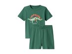 Grønt nattøjssæt med Stegosaurus-print til børn